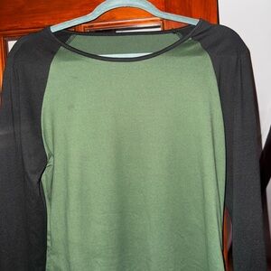 Green and Black Long Sleeve Top